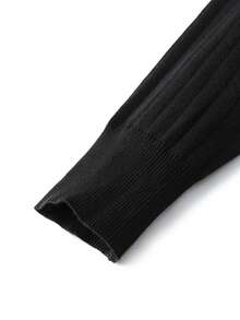 GRDR Men's Autumn/Winter Vertical Ribbed Ribbed Polo Collar Long Sleeve Pullover Knit Sweater Top - Black - View 6