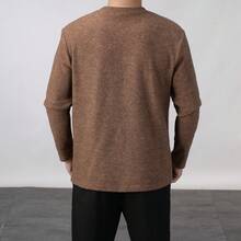 Men's Autumn/Winter Regular Shoulder Crew Neck Long Sleeve T-Shirt - Brown - View 3