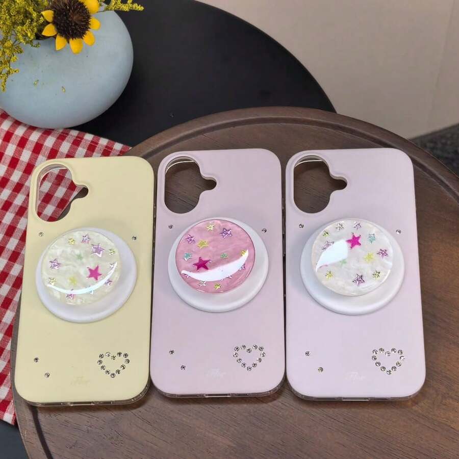 Dudukan Ponsel Magnetik Bintang Berkilau Musim Gugur/Dingin, Dudukan Ponsel Bulat Serbaguna Multifungsi dengan Mekanisme Dorong-Tarik, Dudukan Teleskopik untuk Meja, Cocok untuk Semua Casing Ponsel Magnetik - MultiWarna - View 1