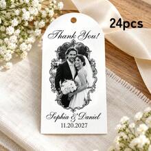 8/16/24pc Personalized Photo Wedding Favor Tags, Custom Thank You Gift Tags For Bridal Showers, Candy Bags And Wedding Guest Favors, Bulk Party Favors - Multicolor - View 26