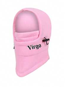 1pc Winter Warm Fleece Face Mask,Windproof Ear Protection&Elastic Drawstring Design&Printing Balaclava,For Cycling,Skiing,Outdoor Sports,Gift - Pink - View 8
