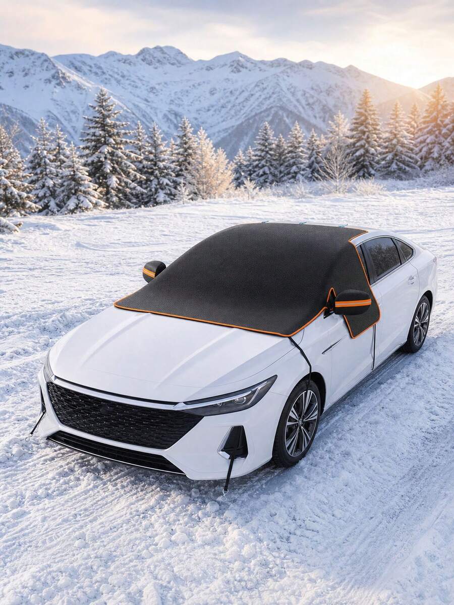 1 Set Thickened Car Windshield Snow Cover, Dual-Use Windshield Sunshade, Snow And Sun Protection, All-Weather Wind And Frost Protection, Save Morning Snow Scraping Time, Comes With Dedicated Storage Bag, Car Accessories - Snow Guard - View 1
