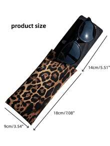 1pc Leopard Print Fashion Glasses Storage Bag, Summer Vacation Essential Accessory, Bohemian Denim Style Glasses Case, Car Accessory, Women's Beach Essential, Portable Vacation Storage Bag - Multicolor - View 8