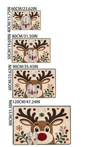 1pc Beige Reindeer Christmas Doormat, Doormat, Small Rug, Welcome Mat, Carpet, Floor Mat, Outdoor Doormat, Kitchen Rug, Home Decor, Front Door Mat, Area Rug, Outdoor Mat, Home Decor, Area Carpet, Garden Rug, Washable Carpet - Multicolor - View 6