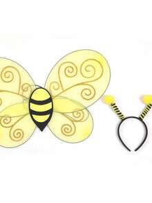 3/2/1pc Cute Bumble Bee Wings Costume Accessory, Role Play Prop For Halloween Christmas Masquerade Cosplay Party - Multiple Styles - View 7