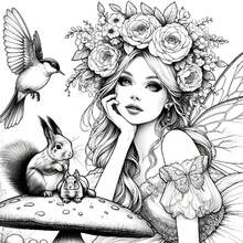 1 Adult Coloring Book Forest Elves Adult Coloring Book, Magic Forest Coloring Pages, Stress Relief Activity Book, Suitable For Fantasy Lovers Friends, Halloween, Christmas, Holiday And Birthday Gifts - Forest Elf - View 2
