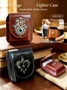 Portable Vintage Lighter Protective Case, Hamsa Hand Evil Eye Decorative Lighter Sleeve With Belt Clip, Wear-Resistant Lighter Storage Bag, Suitable For Daily Outdoor Use, Compact Pocket Carry Lighter Case, Scratch-Resistant Protective Shell, Ideal Gift - Multicolor - View 5