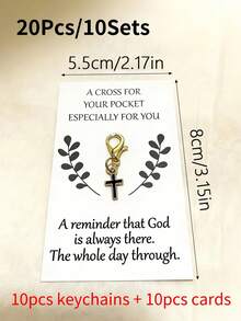 5/10/20 Sets Cross Keychain Set, Includes 10 Leaf Inspirational Cards And 10 Cross Keychains, Lucky Gift For Friends, Daily Encouragement Gift For Students, Includes Packaging Accessories - View 13