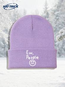 1pc Unisex People Print Knit Beanie, Soft Warm Comfortable Minimalist Knitted Hat For Autumn/Winter, Hip Hop Rapper Style Brimless Cap, Versatile Fashion Hat For Daily Wear, Party, Commute, Sports, Hiking, Travel - A - View 10