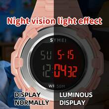 Luxury Brand Women's Outdoor Sports Watch LED Digital Clock Multi Functional Fashion Leisure Women's Watch Electronic Quartz Dual Display Watch - Pink - View 7