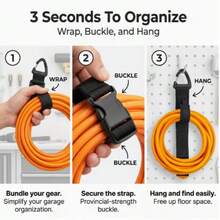 1pc Adjustable Garden Hose Pillow, Heavy Duty Extension Cord Organizer, Garage And Workshop Hanging Storage Strap, Reusable Cable Management Strap - Multi-color - View 5