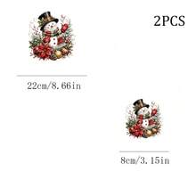1/2/3pcs Christmas Snowman Hat Heat Transfer Vinyl Iron-On Sticker, Durable Washable Iron-On Patch DIY Sticker For T-Shirts, Canvas Bags, Pillows, Jeans, Hoodies - Multicolor - View 3