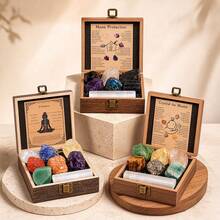 1box Natural Amethyst Chakra Stones Set, Raw Crystal Gem Ornament, Reiki Healing Health Energy Yoga Crafts, Gift Box Collection For Meditation & Spir - Chakra Set - View 2