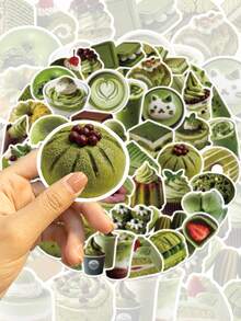 50pcs Matcha Dessert Stickers, Waterproof Vinyl Stickers, Suitable For Water Bottles, Laptops, Scrapbooks, Planner DIY Decoration - Multicolor - View 4