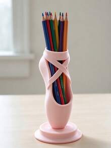1pc Ballet Shoe Shaped Storage Holder, 3D Cross Strap Design, Sweet Girl Style Desktop Organizer, Integrated Plastic Craft, Cute Vanity Decor, Great Birthday Gift For Girls, For Dressing Table, Desk, Bedroom & Dorm - Multicolor - View 6