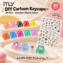Transparent Keycap 30Pcs XDA Profile 1U Shine Through Mixed Color Cross Stem With Free Sticker For Mechanical Keyboard DIY Build RGB Backlight And Gift - View 5