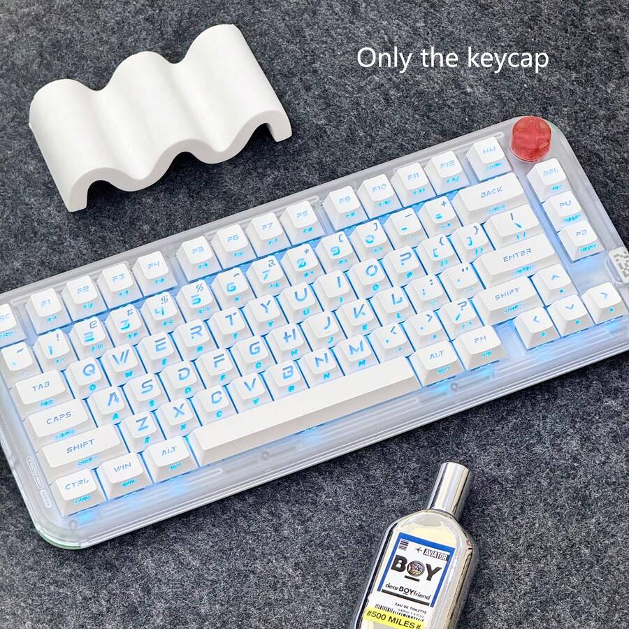 Cherry Profile PBT-tangentbordshattar, dubbeltryckta transparenta bakgrundsbelysta tecken på framsida och sida, 6,25U mellanslagstangent, kompatibla med MX-stil brytare, för mekaniskt tangentbord, gaming och kontorsbruk, endast tangentbordshattar, tangentbord ingår ej