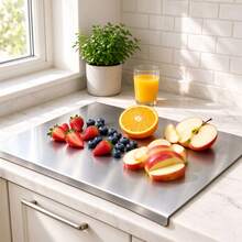 Luxury Upgraded High-Quality 316 Stainless Steel Cutting Board, Double-Sided Kitchen Cutting Board, Non-Slip Durable Meat Vegetable Fruit Bread Baking Cutting Mat, Easy To Clean Kitchen Tool - Multicolor - View 4