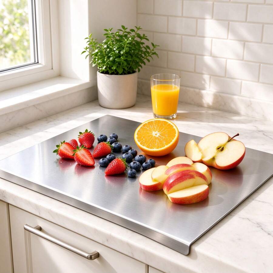 Luxury Upgraded High-Quality 316 Stainless Steel Cutting Board, Double-Sided Kitchen Cutting Board, Non-Slip Durable Meat Vegetable Fruit Bread Baking Cutting Mat, Easy To Clean Kitchen Tool - Multicolor - View 1