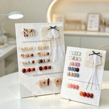 1pc White Bow Decor Large Capacity Fake Nail Sample Display Rack, Nail Art Storage Holder, Rectangular Nail Color Chart Display Board, Nail Art Photography Prop Background Board - Multicolor - View 10