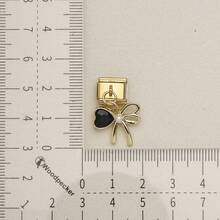 1 pieza Colgante de pulsera modular italiana en tono dorado, colgante de corazón, estrella, lazo, cruz, gato, mano, accesorio de joyería DIY para pulsera de módulo de 9mm - Lazo de corazón modular dorado - Ver 9