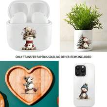 4pcs/Set Whimsical Snowman Christmas Theme Pattern UV Transfer - For Crafts, Mugs, Laptops & Water Bottles, Self-Adhesive Plastic, Mug Decoration, Laptop, Holiday Decorations, Festive Designs, Highquality Prints, Durable - Multicolor - View 7