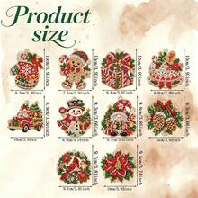 10 Pcs-5D DIY Diamond Painting Christmas Decoration Set - Christmas Ornaments, Featuring A Christmas Pattern, Suitable For Holiday Decoration And Handicraft Making, Christmas Decorations, Christmas Handicrafts - Merry Christmas - View 3