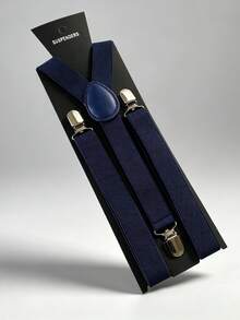 1pc Solid Color Men's Suspenders With 3 Strong Clips, Adjustable - Multicolor - View 8