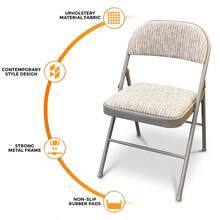 Deluxe Fabric Padded With Heavy Duty Steel Metal Frame Folding Back Rest Chair For Home Garden Office Computer Desk - Grey - View 8