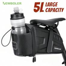 NEWBOLER 5L Large Capacity Bike Saddle Bag, EVA Hard Shell Bicycle Under‑Seat Tail Bag With Water Bottle Pocket, Durable Cycling Storage Pouch For Mountain Road Bike Accessories - Multicolor - View 1
