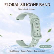 Tali Jam Tangan Silikon Berukir Bunga 18mm 20mm, Tali Jam Tangan Pengganti Kompatibel dengan Watch & Watch, Tali Pergelangan Tangan Lembut - MultiWarna - View 27