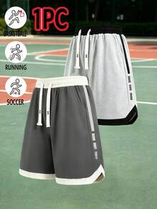 Men's Summer Fashion Sports CasualBermuda Shorts, Sporty Side Pocket Design, Suitable For Daily Wear/Fitness/Travel - Dark Grey - View 12