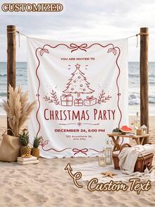 Christmas Tree Party Tapestry Backdrop, Custom Xmas Holiday Banner, Winter Christmas Eve Dinner Photo Decor, Personalized Festive Background Sarassanan - Multicolor - View 3