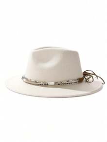 1pc Bohemian Casual Party Faux Leather Decor Felt Hat Soft Brim Jazz Derby Hat Unisex Fashion Style Suitable For Work And Commute Autumn Winter - Top Hat - View 12