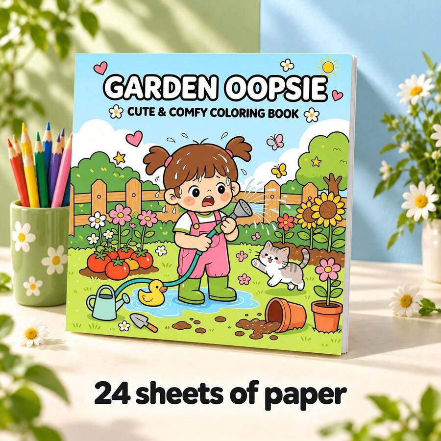 1 Cute Garden Little Accident Coloring Book, Single-Sided Anti-Bleed ...