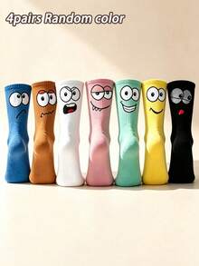 1/4/7 Pairs Women's Novelty Fun Mid-Calf Socks, European And American Hip-Hop Style Versatile Sports Socks, Unisex Street Style Cool Socks For Students, Suitable For Year-Round Wear - Multicolor - View 10