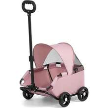 Mini Dog Stroller – Foldable Pet Carrier Cart With 360° Rotatable Handle, Extendable Pull Handle & Storage Bag Lightweight Trave - Pink - View 1