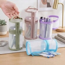 Various Styles Minimalist Standing Transparent Pencil Pouches, High-Definition Visible Large Capacity, Student Multifunctional Stationery Storage Bag/Pencil Case. - Multi-color - View 8