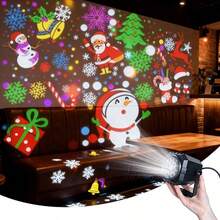 Square USB LED Christmas Projection Light Featuring Various Holiday Patterns-Such As Snowmen And Christmas Trees-To Suit Diverse Needs; It Effortlessly Creates A Festive Atmosphere And Is Ideal For Christmas Lighting Setups. - USB Square Christmas Spotlight - View 1