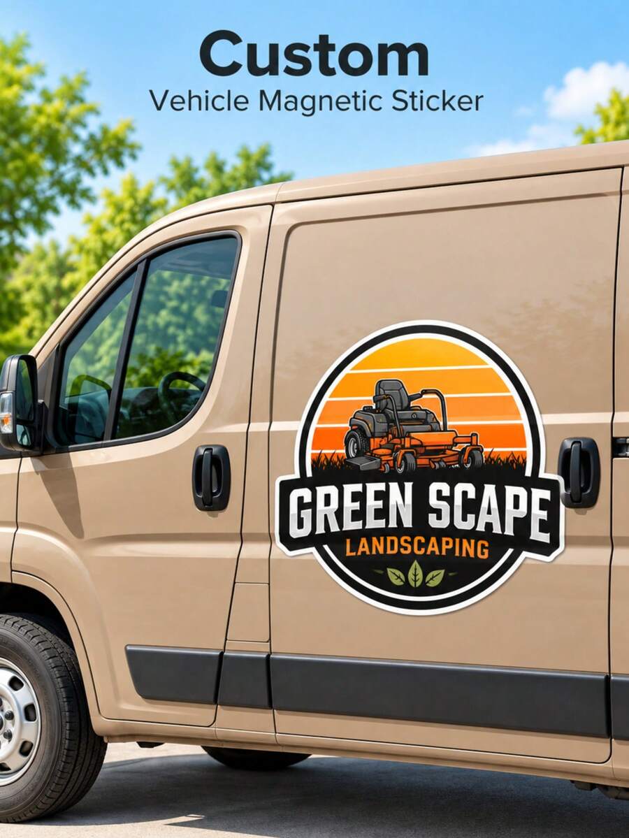 客製化汽車磁性標誌,個性化 Logo,適用於汽車、卡車,防水設計,推廣您的商用車輛,專業印刷與模切 - 彩色 - 查看 1