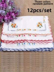 1/5pcs Vintage Women's Handkerchief Set - Lightweight & Comfortable, Multiple Floral Patterns, Crescent Edge Design, Perfect Gift - Multicolor - View 13