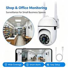 1件/2件 1080P 監控攝影機，無線WiFi連接，App控制，動態與聲音警報，夜視功能，壁掛式，適用室內居家安全，附聚光燈與警報，USB供電，室內監控攝影機，聖誕禮物 - 白色 - 查看 7