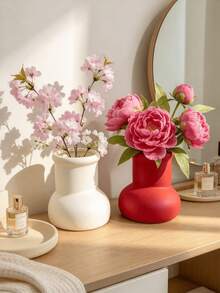 1pc Aesthetic Decorative Vase, Modern Minimalist Matte Texture, Home Desktop Centerpiece Decor For Living Room, Bedroom, Vanity, Pink, Red, Floral Arrangement Vase - A - View 11
