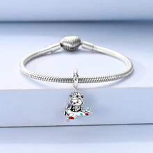 1Pc Sparkling Silver Plated Assorted Design Flowers Animals Charm For Bracelet Necklace Large Hole Spacer Jewelry Making Gift Perfect For Lovely Gifts - Silver - View 8