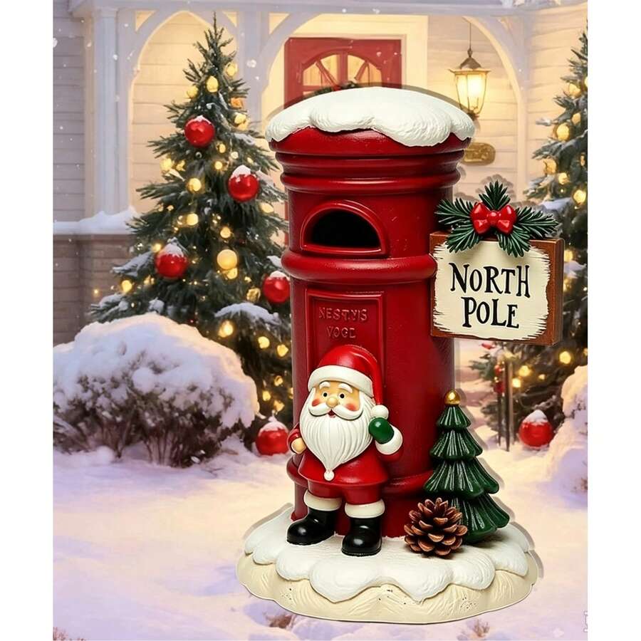 Christmas North Pole Mailbox Acrylic Stand Santa Claus Christmas Tree Yard Stake Decoration Holiday Garden Ornament - A - View 1
