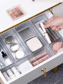 1/4/6/7 buah Sekat yang Dapat Dikombinasikan Secara Bebas, Ideal untuk Makeup dan Perawatan Kulit, Kotak Penyimpanan Multifungsi Laci Rias dengan Tekstur Transparan Bergaris Vertikal, Partisi yang Dapat Dikombinasikan Secara Bebas, Organizer Rias untuk Produk Makeup dan Perawatan Kulit, Akses Rapi dan Nyaman, Kotak Penyimpanan Multifungsi Rumah, Baki Penyimpanan Transparan Bergaris Vertikal - MultiWarna - View 6