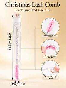 Christmas Individual Eyelash Brush, For Eyebrow Grooming And Eyelash Styling, With Cartoon Santa Claus And Reindeer Design. Eyebrow Comb And Makeup Eyelash Tool. - Multicolor - View 7