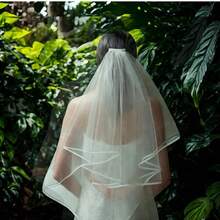1 Fashionable Elegant Oversized Bow Ribbon Mesh Pearl Hair Comb Bridal Veil Bridal Hair Accessory, Suitable For Wedding, Party Occasions - White - View 7