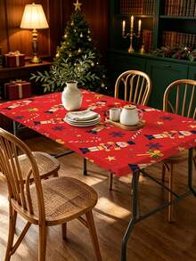1pc Christmas Gingerbread Man & Cookie Pattern Elastic Band With Elastic Edge, Rectangular Design, Anti-Slip Elastic, Suitable For Dining Table, Folding Table, Kitchen, Party, Picnic, Camping, Home Decor, Outdoor Restaurant Decor, Outdoor Party, Kitchen, Baking, Outdoor Decor, Outdoor Patio, Breakfast, Brunch And Party Decoration - Multicolor - View 8