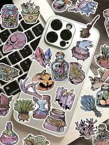 50pcs Forest Witch Material Pack Stickers For Journal, Diary, Scrapbook, Planner, Luggage, Envelope, Greeting Card, Notebook, Tablet, Water Bottle - Forest Witch Craft Kit - View 1